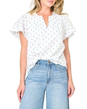 Gibsonlook Flutter Sleeve Top - Blue