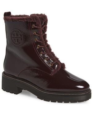Tory Burch Miller Genuine Shearling Lined Combat Boot - Brown