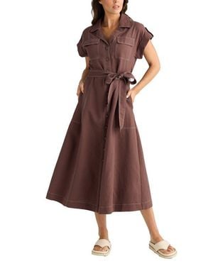 Brave+True Portia Cotton Blend Maxi Shirtdress - Brown