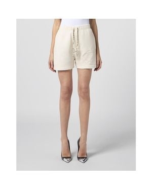 Philipp Plein Washed Fleece Shorts Tennis Club Crystals - White