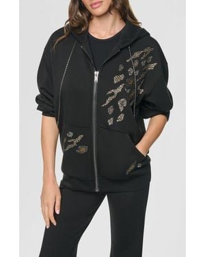 DKNY Heatset Animal Chain Link Zip Hoodie - Black