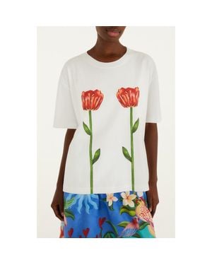 FARM Rio Tropical Rose Organic Cotton T-Shirt - White