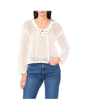 Two By Vince Camuto Open Stitch Lace-Up Top - White