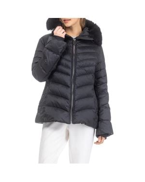 Gorski Apres-Ski Chevron Parka With Detachable Toscana Lamb Hood Trim - Black