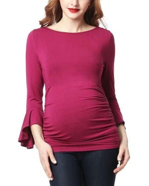 Kimi + Kai Andrea Maternity Ruched Top - Red