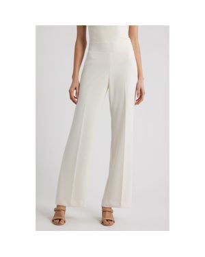 Anne Klein High Waist Pull-On Wide Leg Pants - White