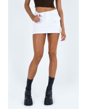 Princess Polly Zazai Cargo Denim Miniskirt - White