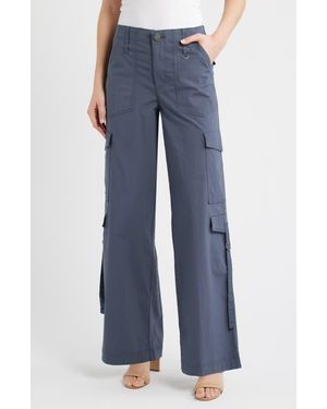Wit & Wisdom High Waist Cotton Blend Cargo Pants - Blue