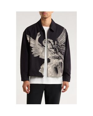 PacSun Process Long Sleeve Zip Front Cotton Denim Shirt - Black