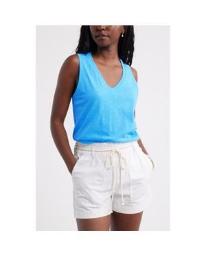 Caslon Cotton Blend Slub Swing Tank - Blue
