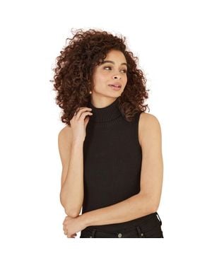 Yumi' Roll Neck Sleeveless Sweater - Black