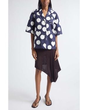 Jacquemus La Chemise Marin Heart Print Button-Up Shirt - Blue