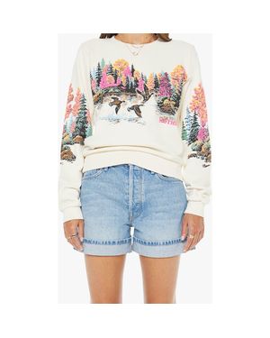 Mother The Camper Embroidered Cotton Sweatshirt - Blue
