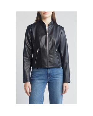 Via Spiga Faux Leather Jacket - Black
