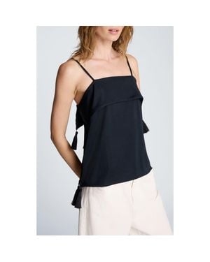 Kenneth Cole Tassel Trim Foldover Camisole - Black