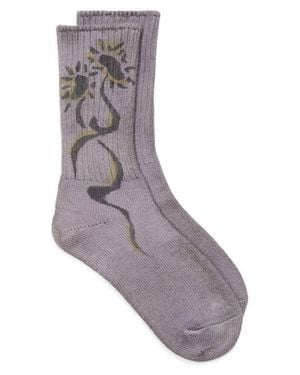 Collina Strada Print Organic Cotton Blend Crew Socks - Gray