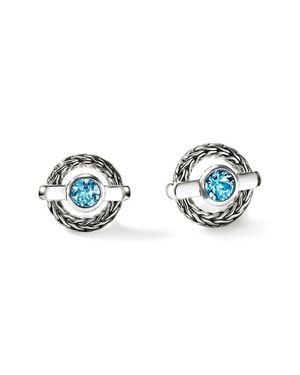 John Hardy Icon Stud Earring, Sterling, Swiss Topaz - Blue