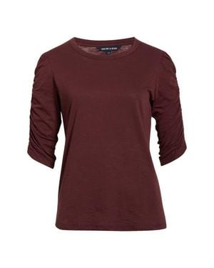 Veronica Beard Waldorf Ruched Sleeve Cotton Slub Top - Purple