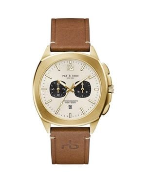 Rag & Bone Bleeker Chronograph Leather Strap Watch, 42Mm - Metallic