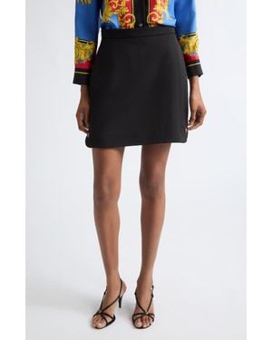 Versace Heavyweight Wool Grain De Poude Skirt - Black