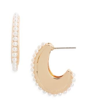 Open Edit Faux Pearl Hoop Earrings - White