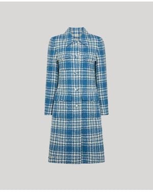 Really Wild Clothing The Lady Check Wool Coat - Blue