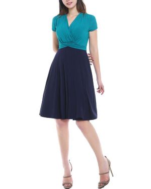 Kimi + Kai Sarah Faux Wrap Maternity/Nursing Dress - Blue