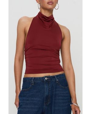 Princess Polly Giggle Cowl Neck Halter Top - Red