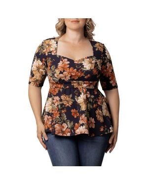 Kiyonna Posh Peplum Top - Multicolor