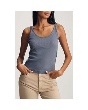 Mavi Scoop Neck Stretch Cotton Rib Tank - Blue