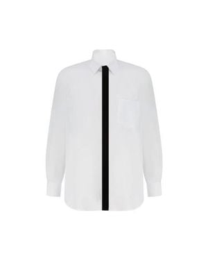 Úchè Velvet Patch Long Sleeve Button Up Shirt - White