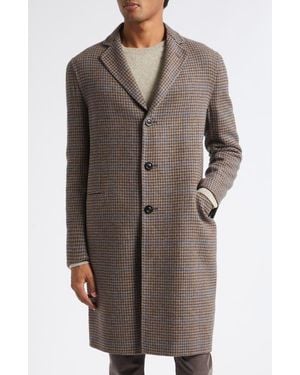 Boglioli Houndstooth Check Wool, Cashmere & Silk Double Cloth Long Coat - Brown