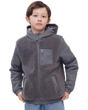 Rokka&Rolla Kids' Hooded Fleece Hybrid Jacket - Gray