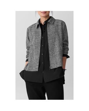 Eileen Fisher Collar Front Zip Stretch Organic Cotton Jacket - Gray