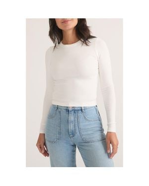 Marine Layer Lexi Sun-In Rib Long Sleeve T-Shirt - White
