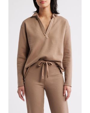 Frank & Eileen Patrick Popover Henley Sweatshirt - Brown