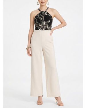 Rachel Roy Jetti Halter Neck Wide Leg Jumpsuit - Natural