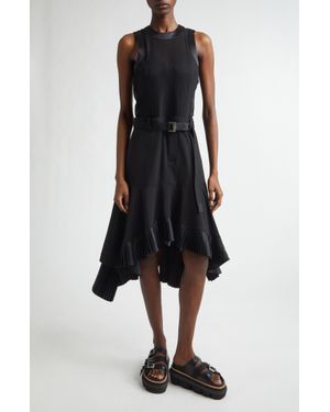 Sacai Suiting X Knit Dress in Black | Lyst