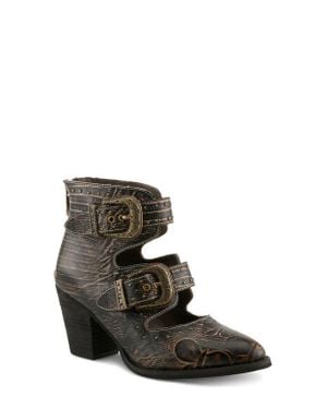 Spring Step Notched Nature Buckled Bootie - Black