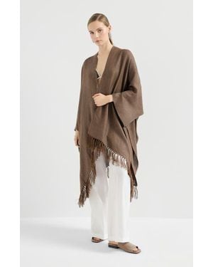 Brunello Cucinelli Linen Cover Poncho - Natural