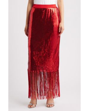 Ichi Ihmollia Sequin Fringe Skirt - Red