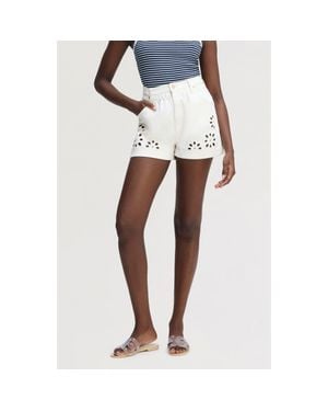 Sam Edelman Embroidered Eyelet Paperbag Waist Denim Shorts - White