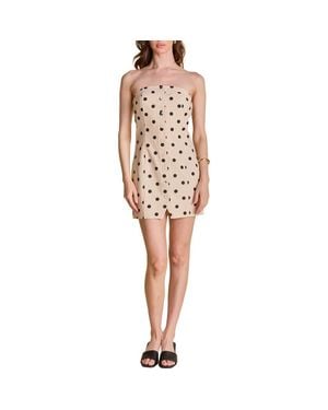 Endless Rose Polka Dot Cotton & Linen Mini Sundress - White