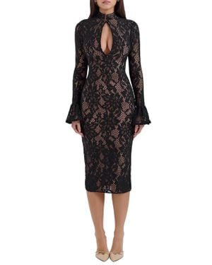 House Of Cb Pierette Long Sleeve Cotton Blend Cocktail Dress - Black