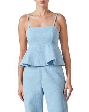 Endless Rose Tweed Peplum Camisole - Blue