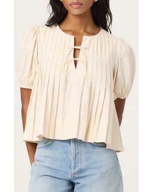 Astr Pleated Cotton Swing Top - White
