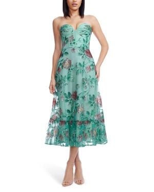 Dress the Population Carina Strapless Embellished Cocktail Dress - Green