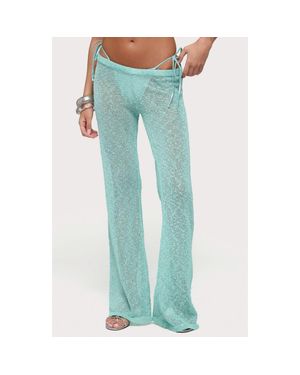 Edikted Bena Knit Flare Pants - Blue