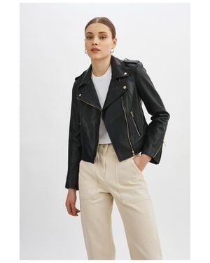 Lamarque Iconic Leather Biker Jacket - Black