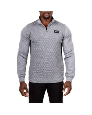 Maceoo Diamond Quilted Quarter Zip Pullover - Gray